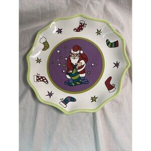 Vintage Santa Claus Plate Cookies Sears and Roebuck Christmas Platter Tray 12’